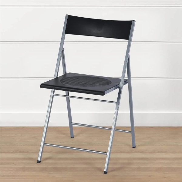 Homylin Commercial Folding Chairs Pack of 6, Lightweight Saving-Space Plastic Seat and Steel Frame for Home Office Waiting Indoor Room Party Outdoor Events, Black - Image 2