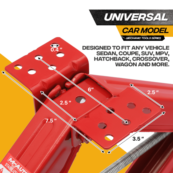 Magshion Set of 4 Heavy Duty Scissor Jack, 2.5 Ton 5000lbs Car Jack Tire Repair Tools Kit, RV Trailer Stabilizer Leveling Scissor Jacks with Handle, Red - Image 7