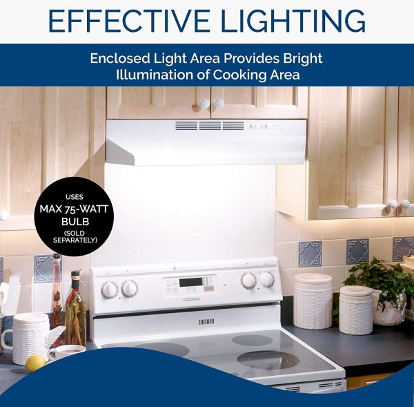 Broan-NuTone 413001 Non-Ducted Ductless Range Hood with Lights Exhaust Fan for Under Cabinet， 30-Inch， White - Image 2