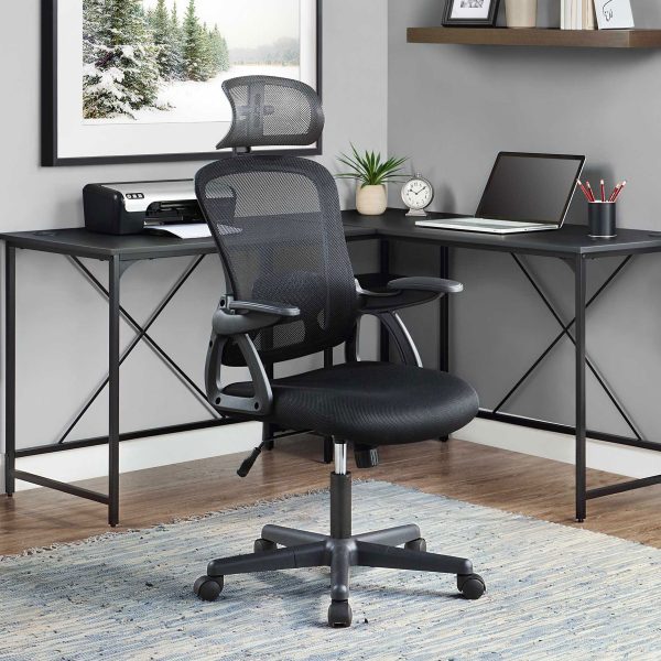 Mainstays Ergonomic Office Chair with Adjustable Headrest, Black Fabric, 275lb capacity - Image 2
