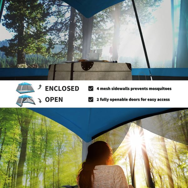 Outsunny 12' x 12' Screen House Room, 8 Person Camping Tent w/ Carry Bag and 4 Mesh Walls for Hiking, Backpacking, and Traveling, Easy Set Up, Sky Blue - Image 3