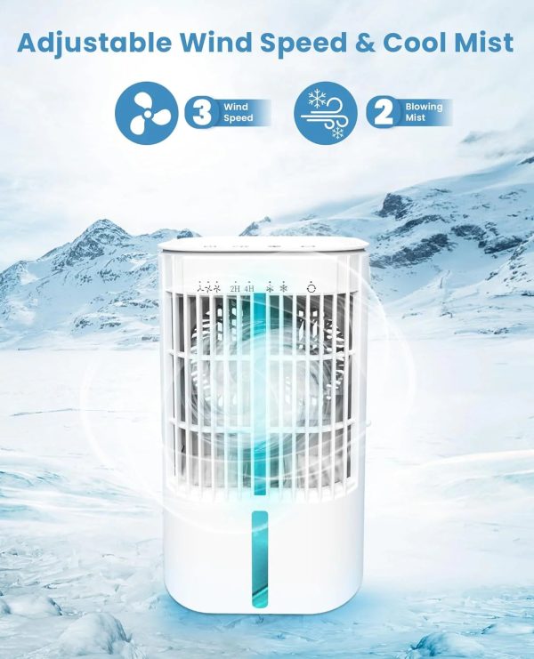 Portable Air Conditioners Fan, Air Cooler Evaporative 180°Auto Rotation, 3 Wind Speed, 2-4H Timer, Mini Cooling Fan for Room Home Bedroom Office - Image 2