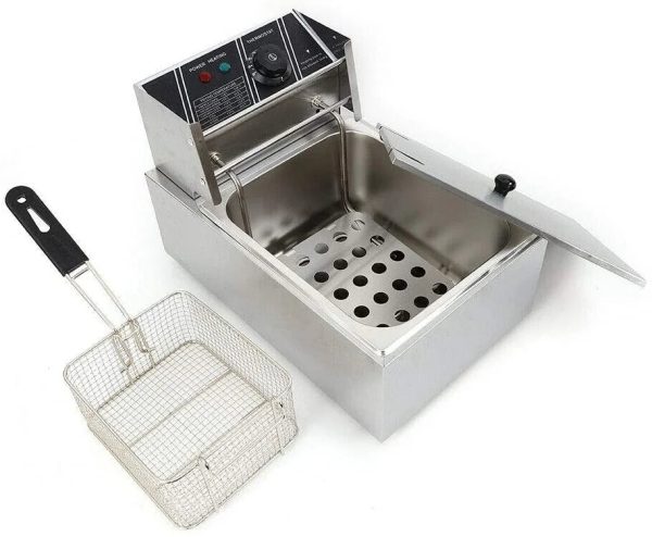 FETCOI 1700W 6L Single Tanks Electric Countertop Deep Fryer Commercial Stainless Steel Large Capacity Fryer Tabletop Restaurant kitchen Frying Machine with Basket - Image 3