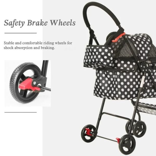 Foldable Pet Travel Stroller for Cats&Dogs, Waterproof Dog Stroller with 4 Wheels for Camping Walking, Black - Image 6