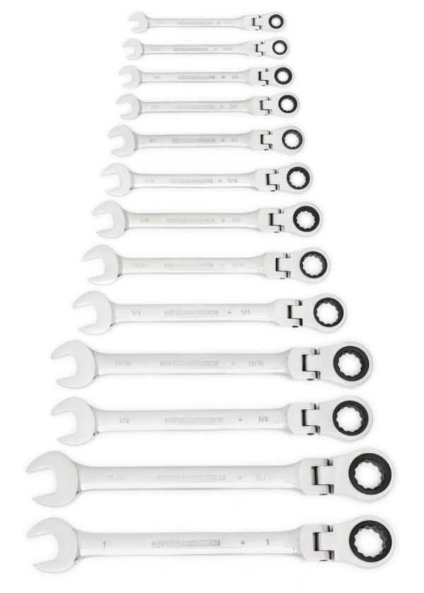 GearWrench 9702 13-Piece SAE Flex-Head Combination Ratcheting Wrench Set - Image 6