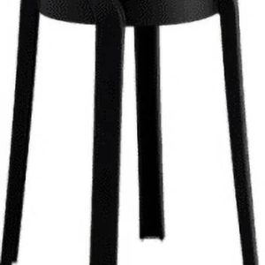 Stackable Space-Saving Plastic Stools - Set of 6 for Easy Storage,Black