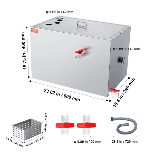 SKYSHALO 40LB Commercial Grease Interceptor Trap - A Stainless Steel Wastewater Filter - Image 8