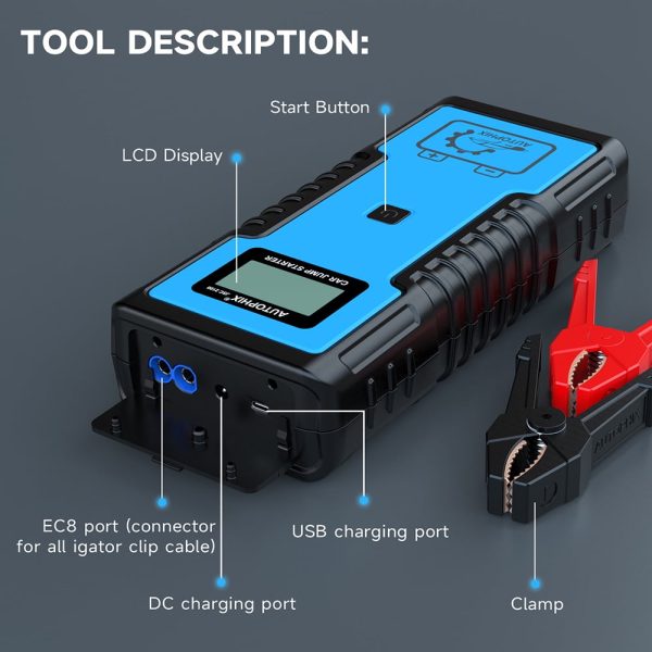 Autophix JSC2100 Super Capacitor 12V Jump Starter No Battery 10.0L Gas & 8.0L Diesel Car Battery Jump Starter Portable Power Supply for Automotives,SUVs,Motorcycles,Vans,Pickup Trucks - Image 10