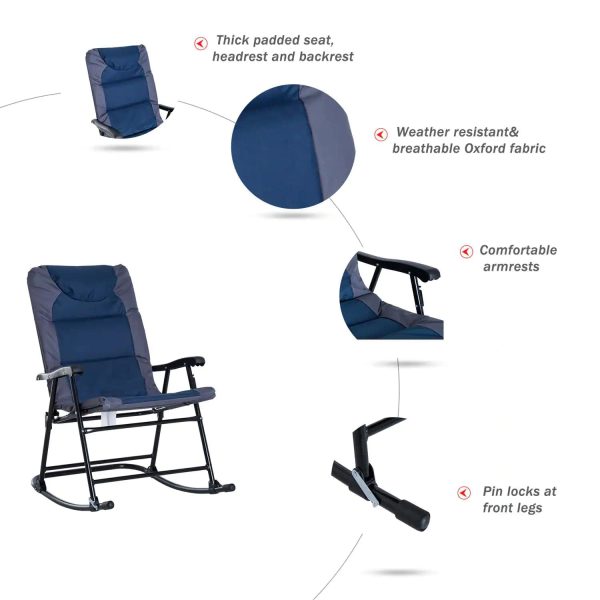 Outsunny Metal Outdoor Rocking Chair 2-Piece Set - Image 3