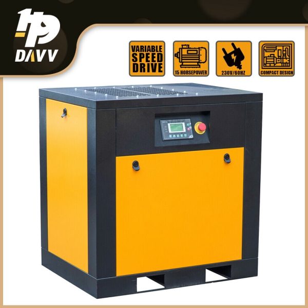 230V Variable Frequency 15HP Rotary Screw Air Compressor 57cfm 3PH W/Oil Filter - Image 4