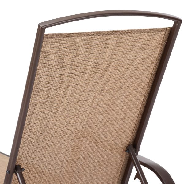 Mainstays Sand Dune Reclining Steel Outdoor Chaise Lounge - Set of 2， Beige/Black - Image 3