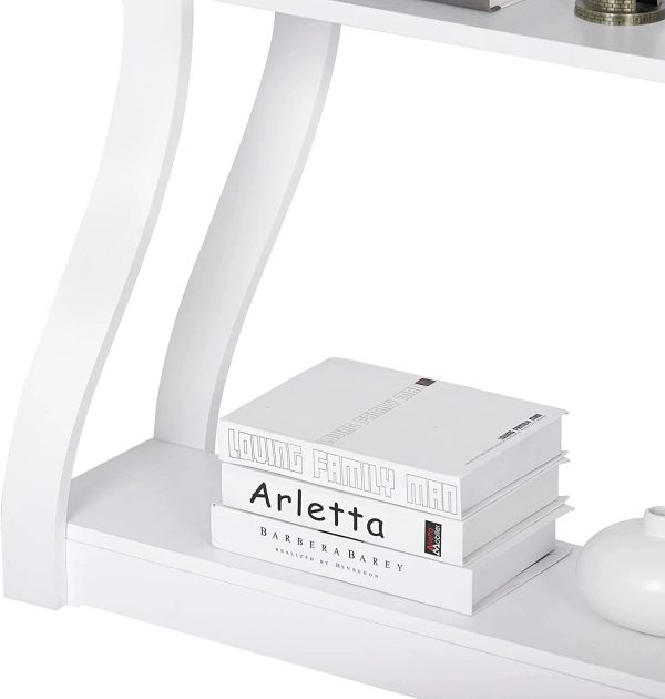 Console Table, Entryway Table with 3 Tier Storage Shelves, Narrow Long Sofa Table for Entryway, Living Room, Hallway, Couch, Foyer, White - Image 8