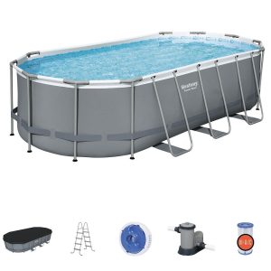 Bestway Power Steel 18ft x 9ft x 48in Above Ground Swimming Pool Set with Pump