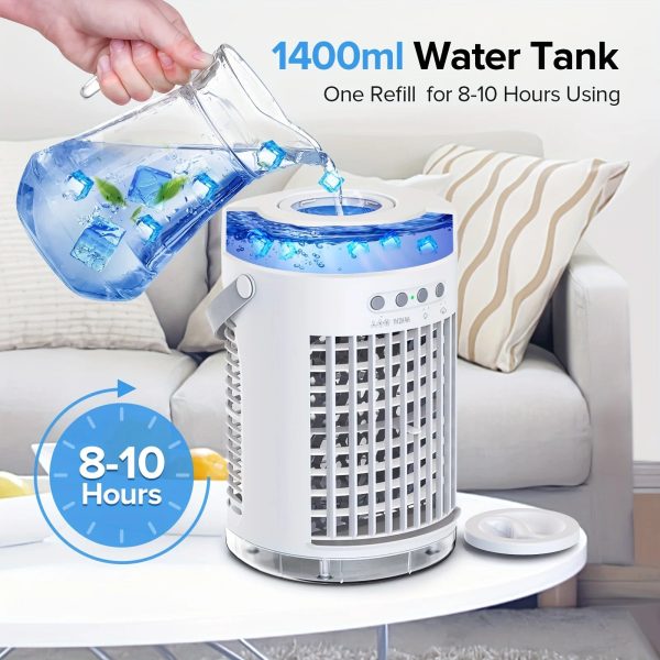 Portable Air Conditioners with Remote 1400ml Evaporative Cooler 3 Speeds USB Personal Conditioner 7 LED Light Portable AC for Room Kitchen Office Desk Bedroom Camping - Image 2