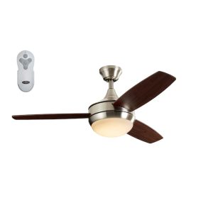 Harbor Breeze Beach Creek 44-in Brushed Nickel LED Indoor Downrod or Flush Mount Ceiling Fan with Light Remote (3-Blade)