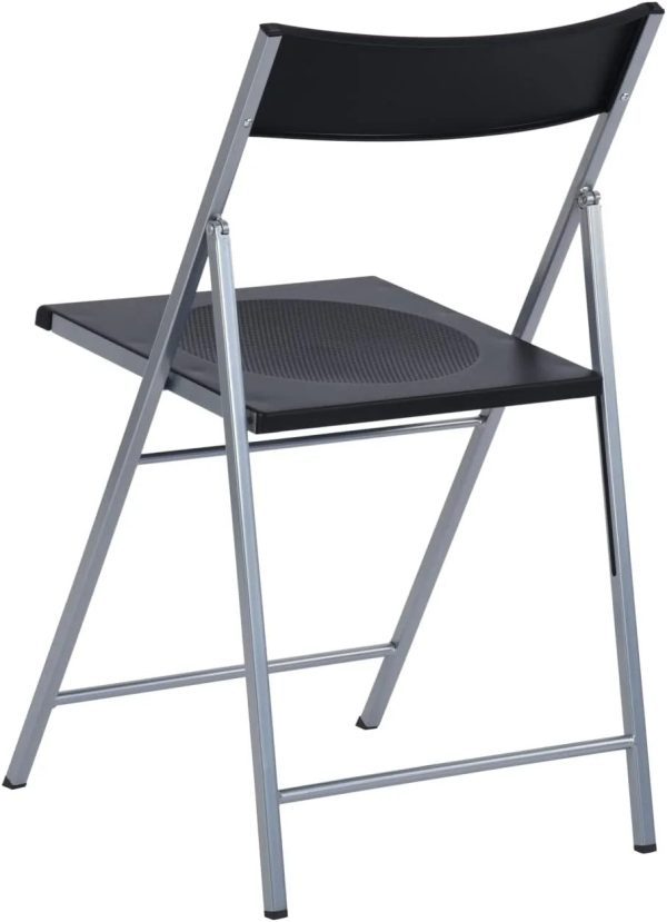Homylin Commercial Folding Chairs Pack of 6, Lightweight Saving-Space Plastic Seat and Steel Frame for Home Office Waiting Indoor Room Party Outdoor Events, Black - Image 3