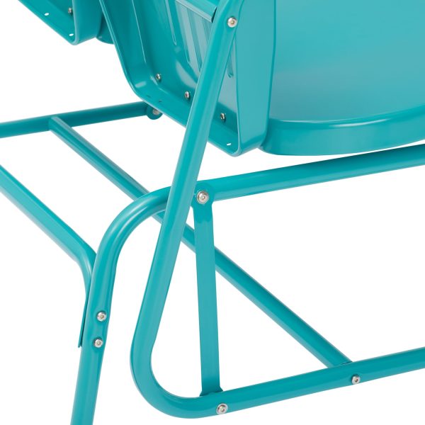 Mainstays Retro Teal Outdoor Steel Glider Loveseat - Image 4
