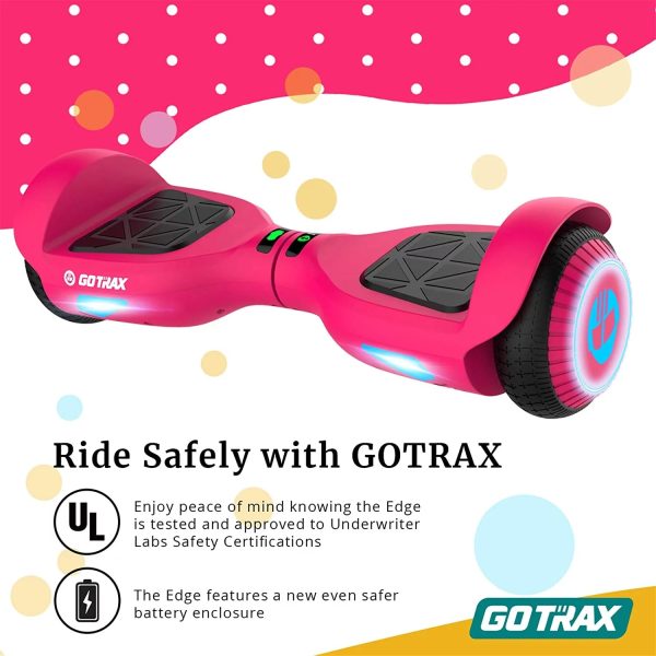 GOTRAX Edge Hoverboard for Kids Adults, 6.5" Tires 6.2mph & 2.5 Miles Self Balancing Scooter, Pink - Image 4