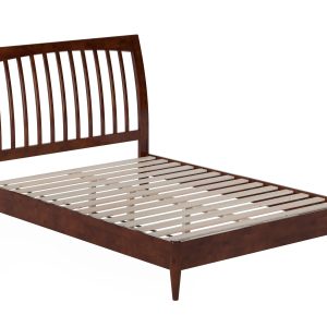 AFI Orleans Full Solid Wood Low Profile Sleigh Platform Bed, Walnut