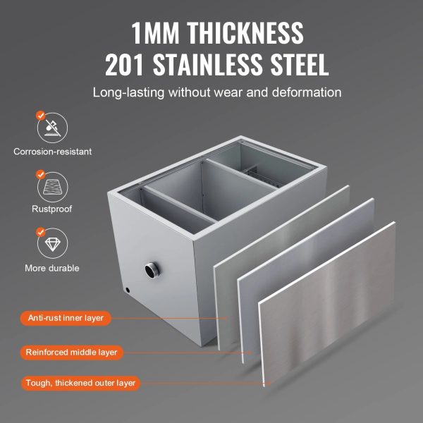 SKYSHALO 40LB Commercial Grease Interceptor Trap - A Stainless Steel Wastewater Filter - Image 3