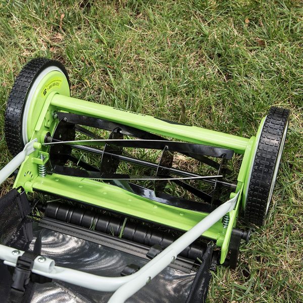 Greenworks 16-Inch Reel Lawn Mower with Grass Catcher 25052，Black/Green， 47"D x 22"W x 29.75"H💝 Last Day For Clearance - Image 7