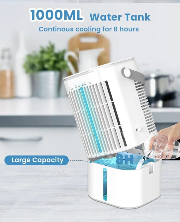 Portable Air Conditioners Fan, Air Cooler Evaporative 180°Auto Rotation, 3 Wind Speed, 2-4H Timer, Mini Cooling Fan for Room Home Bedroom Office - Image 5