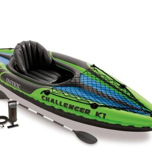 Intex Challenger K1 1-Person Inflatable Sporty Kayak + Oars And Pump | 68305EP