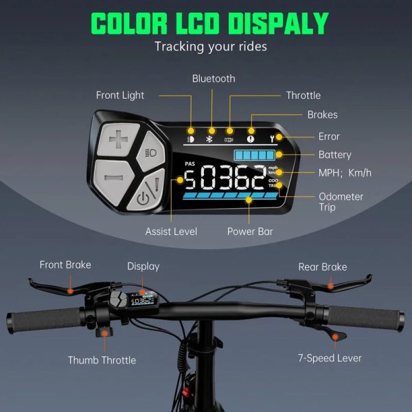 TST Electric Bike, 4.0 Fat Tire Foldable Ebike, 48V 13Ah Battery, 750W Electric Commuter Bicycle with LCD, 20" One-Step Folding Electric City Bike for Men Women, Black - Image 2