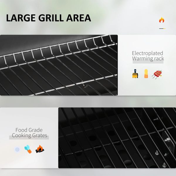 Outsunny Charcoal BBQ Grill, Outdoor Portable Cooker, Black - Image 3