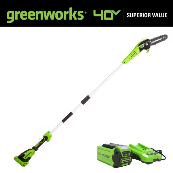 Greenworks 40V 8" Cordless Pole Saw with 2.0 Ah Battery and Charger， 1403702 - Image 3
