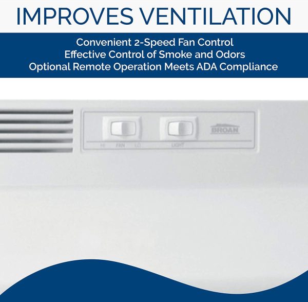 Broan-NuTone 413001 Non-Ducted Ductless Range Hood with Lights Exhaust Fan for Under Cabinet， 30-Inch， White - Image 3
