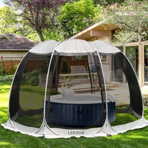 Leedor Screen House Tent Instant Room Shelter Gazebos for Patios Outdoor Canopy 10'x10' Gray - Image 6