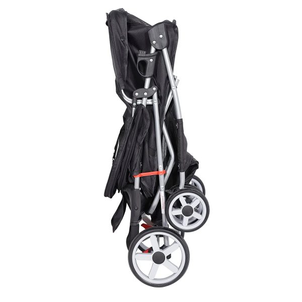 Foldable Pet Stroller, Cat/Dog Stroller with 4 Wheel, Pet Travel Carrier Strolling Cart with Storage Basket, Cup Holder, Black - Image 3