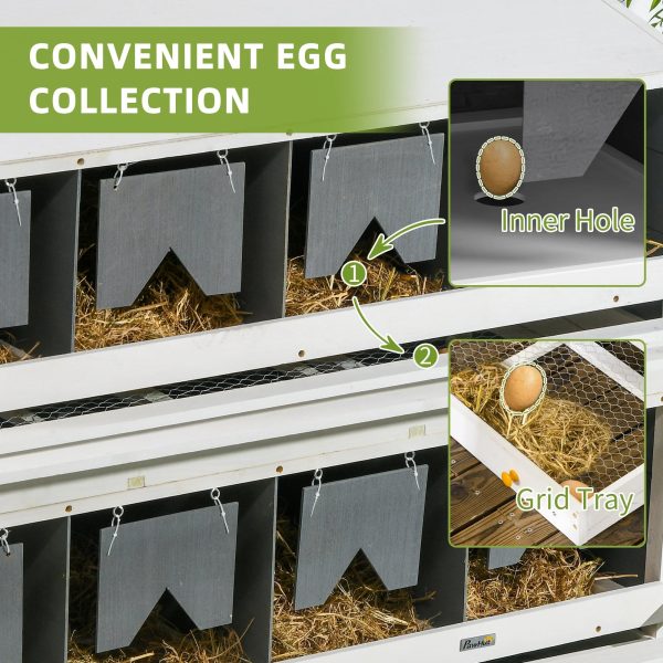 PawHut Nesting Boxes for Chickens W/ 2 Egg Collection Trays, 8 Compartments - Image 4