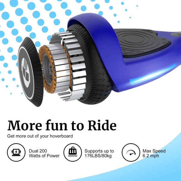 GOTRAX FX3 Hoverboard for Kids Adults,200W Motor 6.5" LED Wheels 6.2mph Speed Hover Board, Blue - Image 5