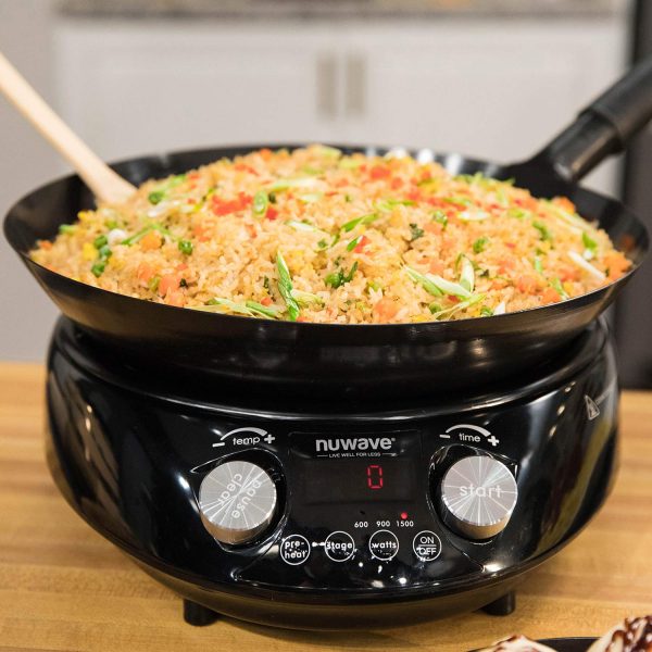 Nuwave Mosaic Induction Wok, Precise Temp Controls from 100u00b0F to 575u00b0F in 5u00b0F, Wok Hei, Infuse Complex Charred Aroma & Flavor, 3 Watts 600, 900 & 1500, Authentic 14-inch Carbon Steel Wok Included - Image 2