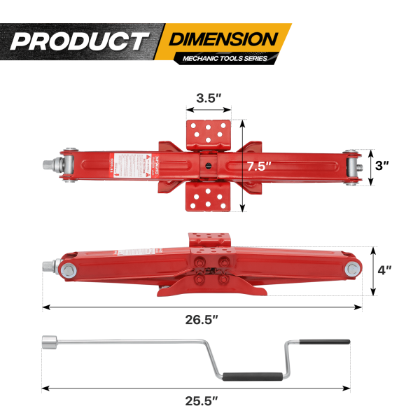 Magshion Set of 4 Heavy Duty Scissor Jack, 2.5 Ton 5000lbs Car Jack Tire Repair Tools Kit, RV Trailer Stabilizer Leveling Scissor Jacks with Handle, Red - Image 5