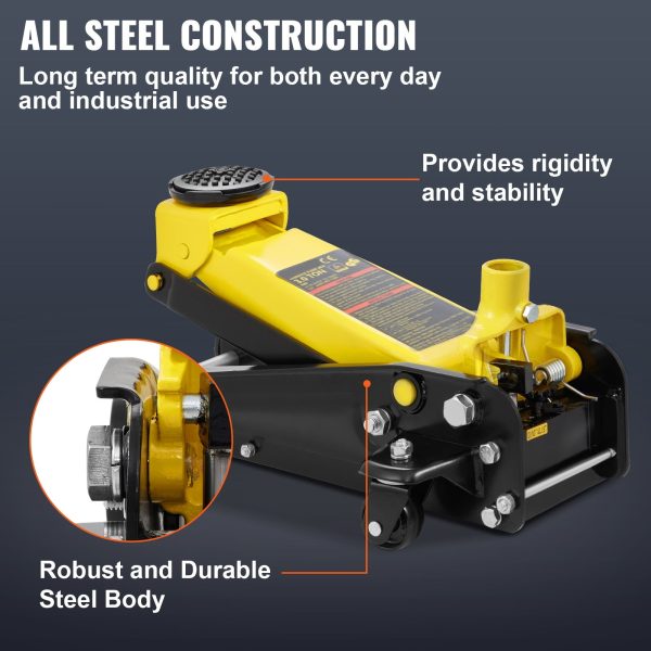 SKYSHALO 6600 lbs 3 Ton Low Profile Floor Jack Hydraulic Single Pump Lifting Capacity for Car, Truck, SUV, Fast Lift - Image 4