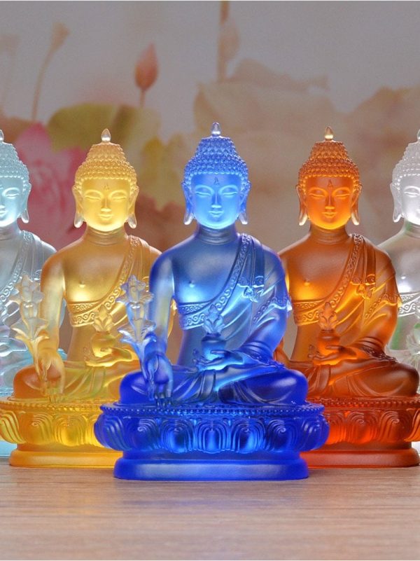 Liu Li Medicine Buddha Statue Ornament Spiritual Religion Crystal Art - Image 2