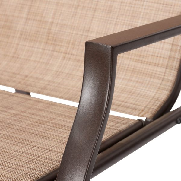 Mainstays Sand Dune Reclining Steel Outdoor Chaise Lounge - Set of 2， Beige/Black - Image 2