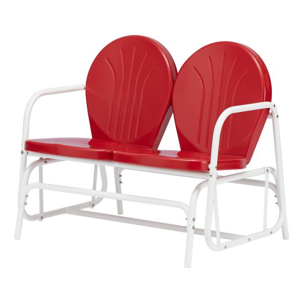 Mainstays Retro Red Outdoor Steel Glider Loveseat - Image 5