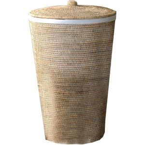 AGM Home Store DWBA Malacca Single Hamper Laundry Basket with Lid 15"x25", Rattan