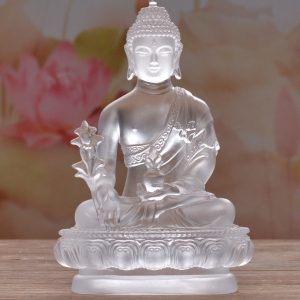 Liu Li Medicine Buddha Statue Ornament Spiritual Religion Crystal Art