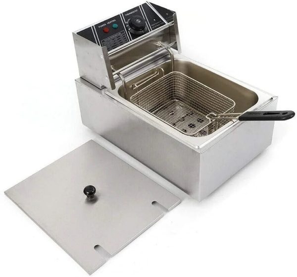 FETCOI 1700W 6L Single Tanks Electric Countertop Deep Fryer Commercial Stainless Steel Large Capacity Fryer Tabletop Restaurant kitchen Frying Machine with Basket - Image 5