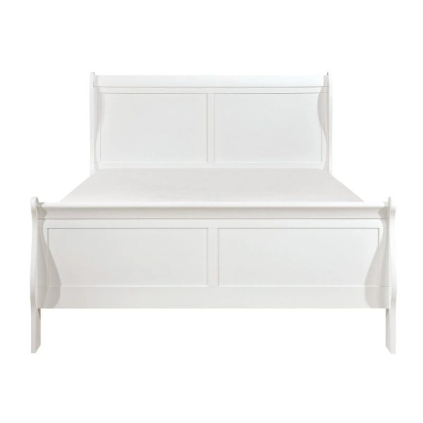Traditional White Finish 1pc Eastern King Size Sleigh Bed Classic Louis Philippe Styling Bedroom Furniture - Image 3