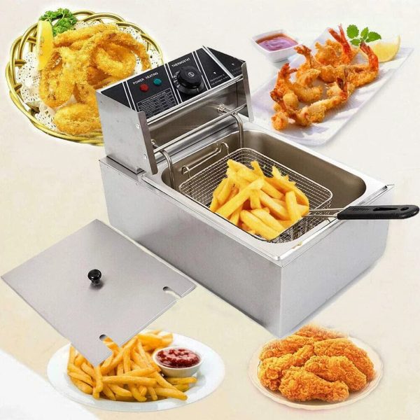 FETCOI 1700W 6L Single Tanks Electric Countertop Deep Fryer Commercial Stainless Steel Large Capacity Fryer Tabletop Restaurant kitchen Frying Machine with Basket - Image 4