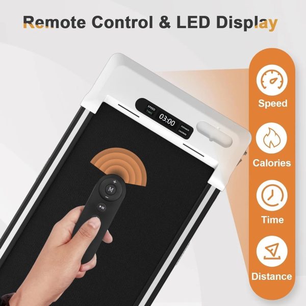 CoolHut 2.5Hp Walking Pad, Walking Area 2 in 1 Under Desk Treadmill,300lb Walking Treadmill with Remote Control and LED Display, Quiet, Compact & Small Treadmill for Home & Office. White - Image 3