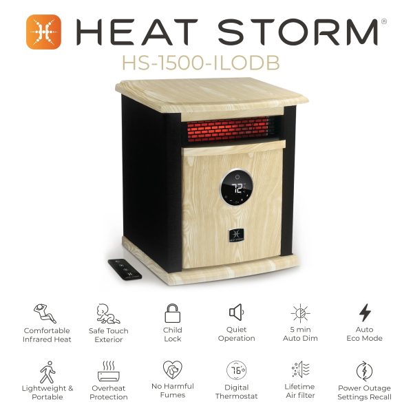 Heat Storm Logan Deluxe Infrared 1500W Space Heater, Home, Black, HS-1500-ILOD-B. Brand New. - Image 5