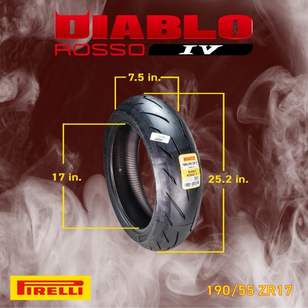 Pirelli Diablo Rosso IV Front 110/70ZR17 & Rear 190/55ZR17 Tires with Keychain - Image 3