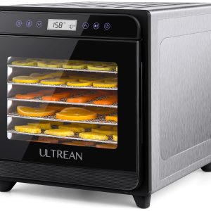 Ultrean Food Dehydrator, 8 Stainless Steel Trays Large Dehydrator, 600w Food Dryer Machine for Jerky, Fruit, Veggies, Meat, Yogurt, Adjustable Digital Timer and Temperature Control (Rscipe Book Included)
